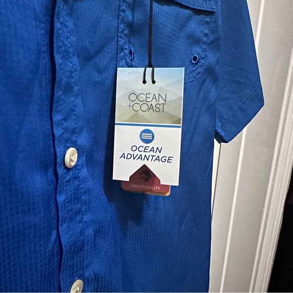 Boys Blue Short Sleeve Shirt Ocean Coast Fishing Shirt - Picture 8 of 9